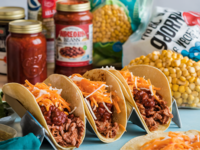 How to make a kid-approved veg-packed taco night using canned beans, jarred salsa and frozen corn