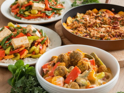 Turn one bag of frozen mixed veg into three 20-minute vegetarian family dinners